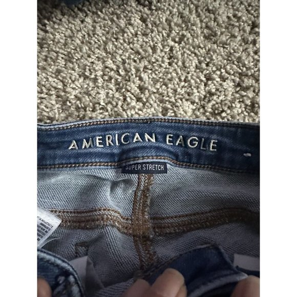 American Eagle  super stretch jeggings size 0 distressed Skinny Leg Medium Wash - Picture 5 of 13